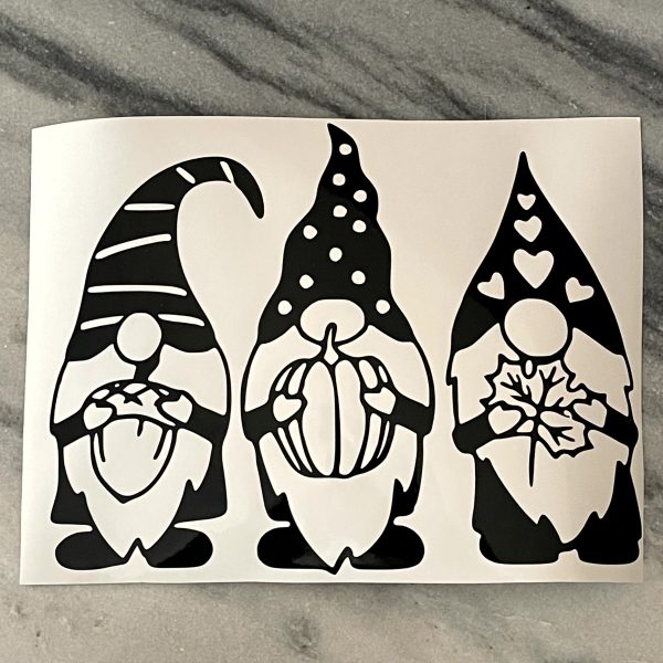 Herbruikbare raamsticker "herfst gnome" ± 15x7cm (set van 3 stuks)