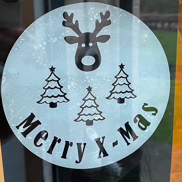 Herbruikbare raamsticker rond "Merry X-Mas" ø 19,5cm - Afbeelding 2