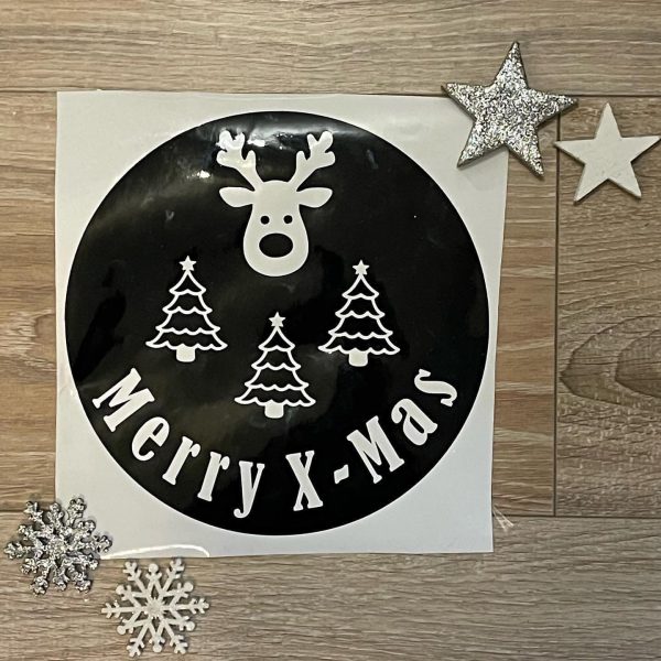 Herbruikbare raamsticker rond "Merry X-Mas" ø 19,5cm